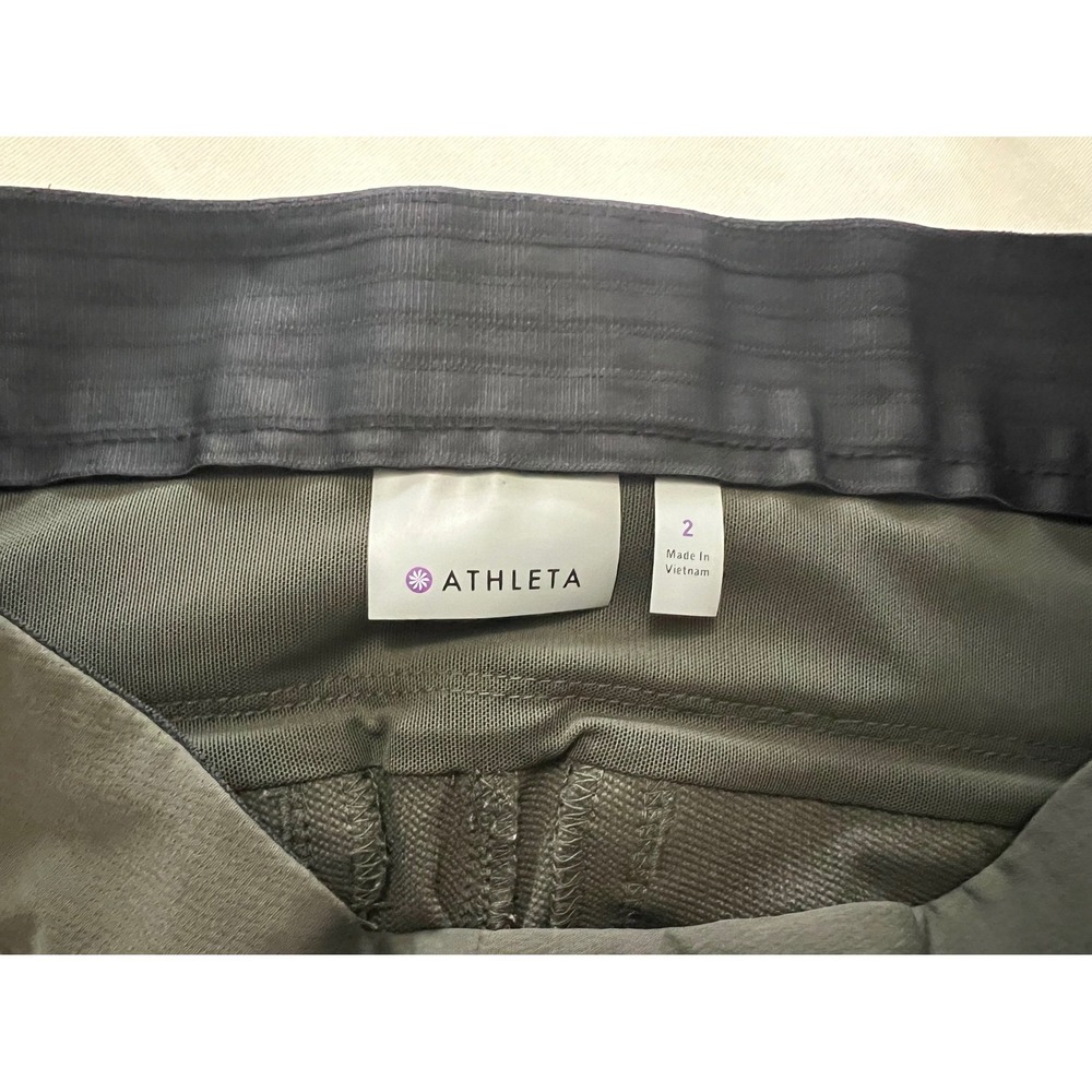 Athleta Cargo Pants Women Size 2 Gray Nylon Spandex Zip Pockets Activewear - Picture 4 of 11